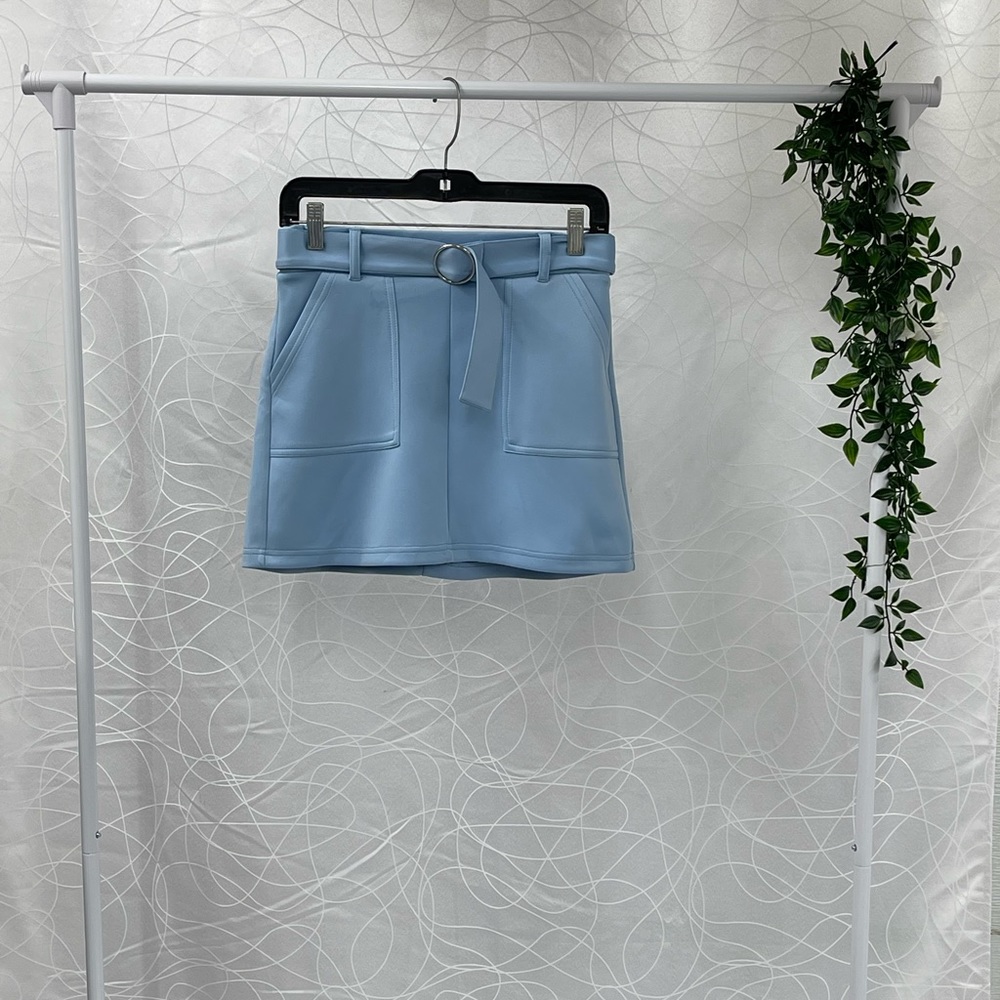 Blue mini skirt with belt